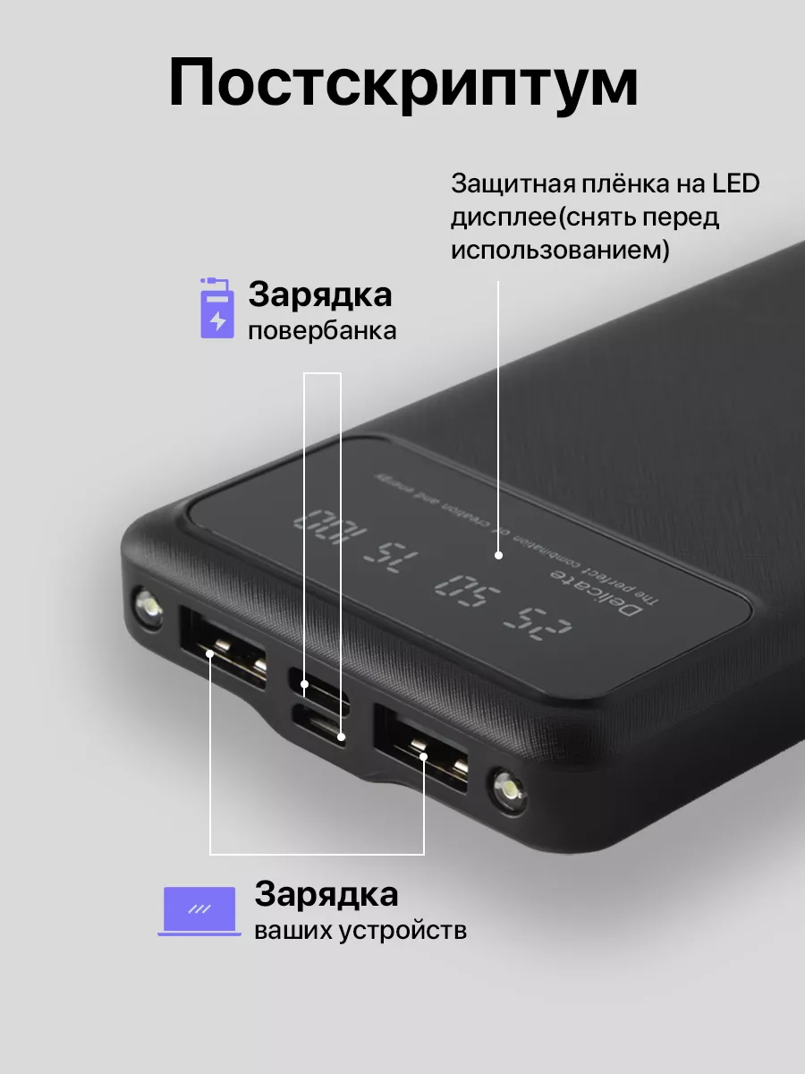 Повербанк 20000mah пауэрбанк power bank HUT 160229126 купить за 694 ₽ в  интернет-магазине Wildberries