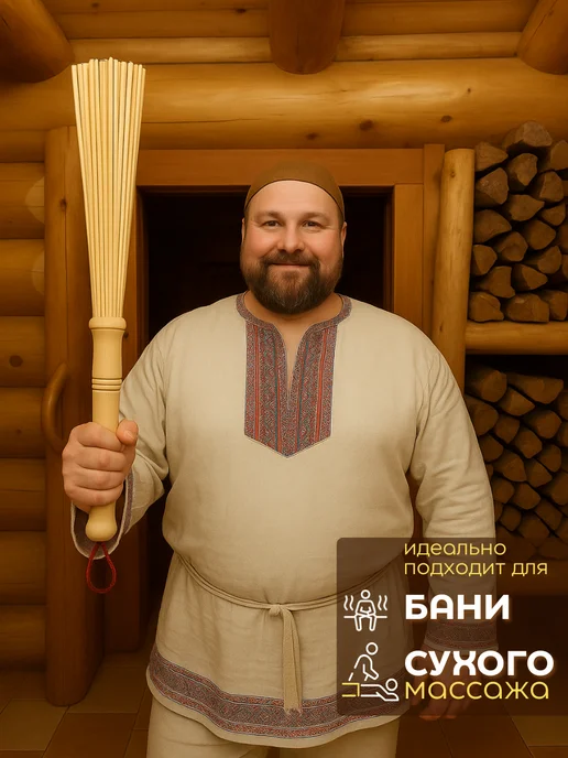 ToP&ChiK Веник для бани и сауны бамбуковый для массажа, вариант, фото 6