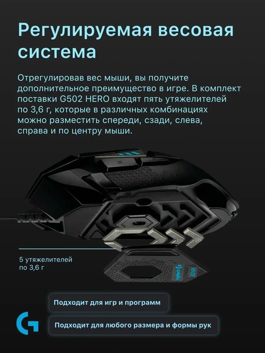 Мышка проводная игровая для ноутбука и компьютера G502 Hero Logitech  160327271 купить за 3 696 ₽ в интернет-магазине Wildberries