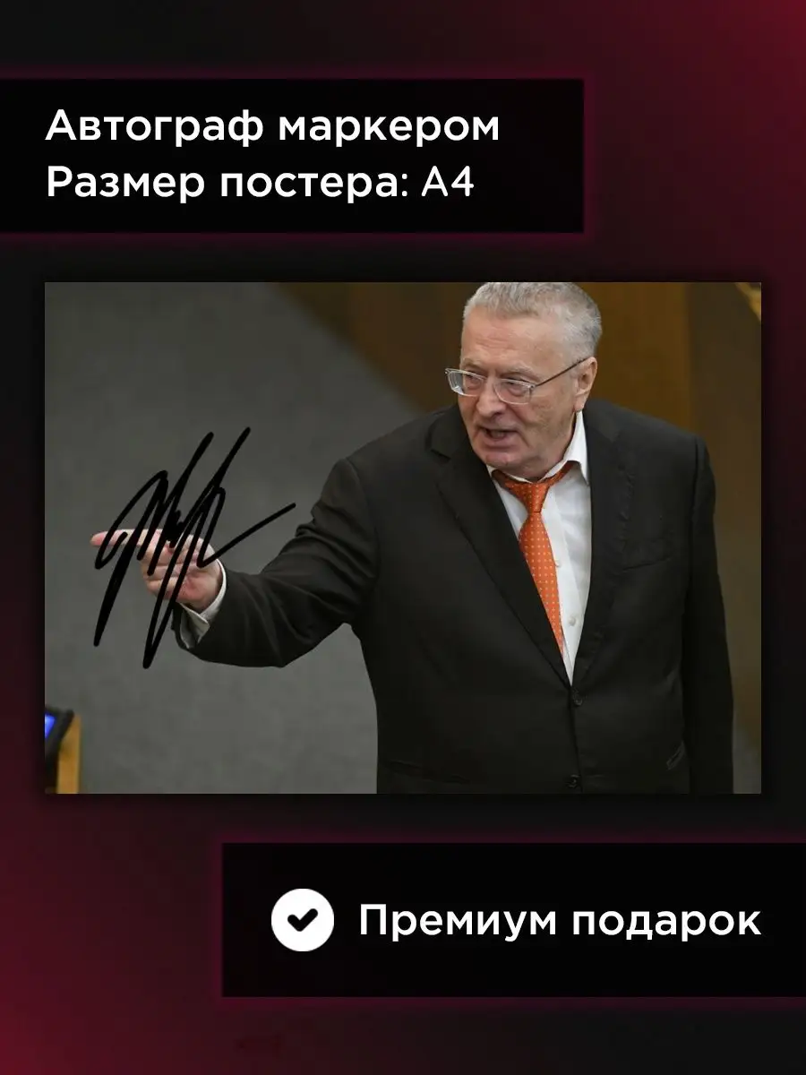 Владимир Жириновский автограф на постере, подарок, А4 COLLECTORS 160386142  купить за 417 ₽ в интернет-магазине Wildberries