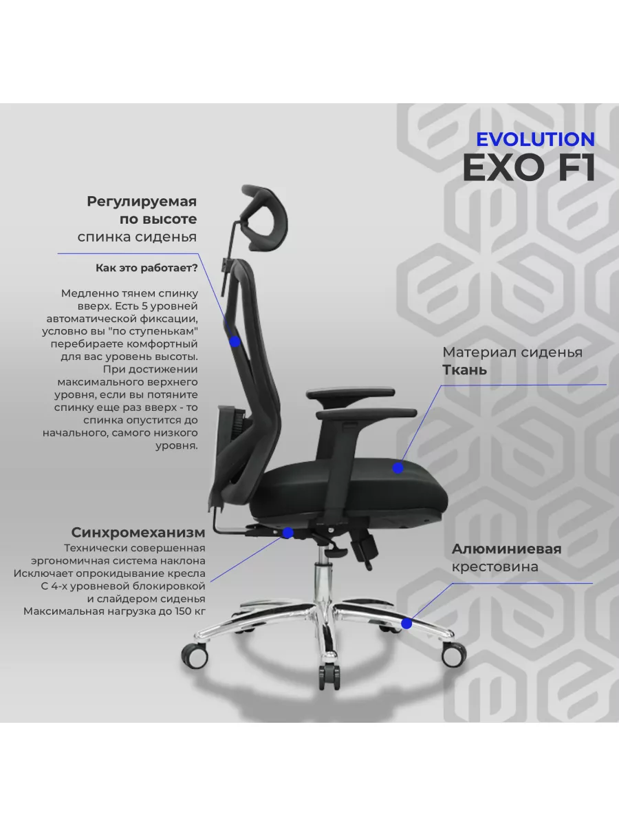 Кресло компьютерное офисное сетка EXO F1 Black EVOLUTION 160455146 купить  за 19 105 ₽ в интернет-магазине Wildberries