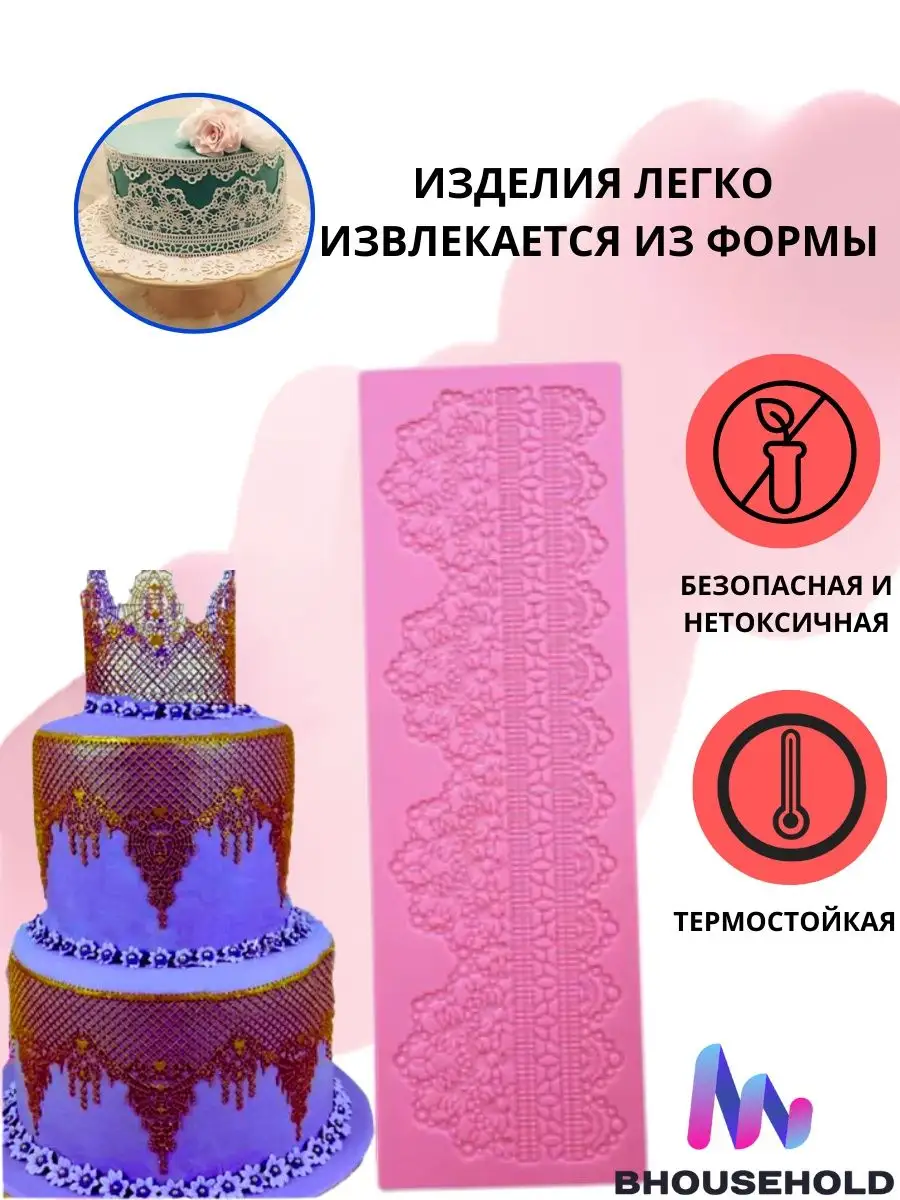 Декор торта гибким кружевом