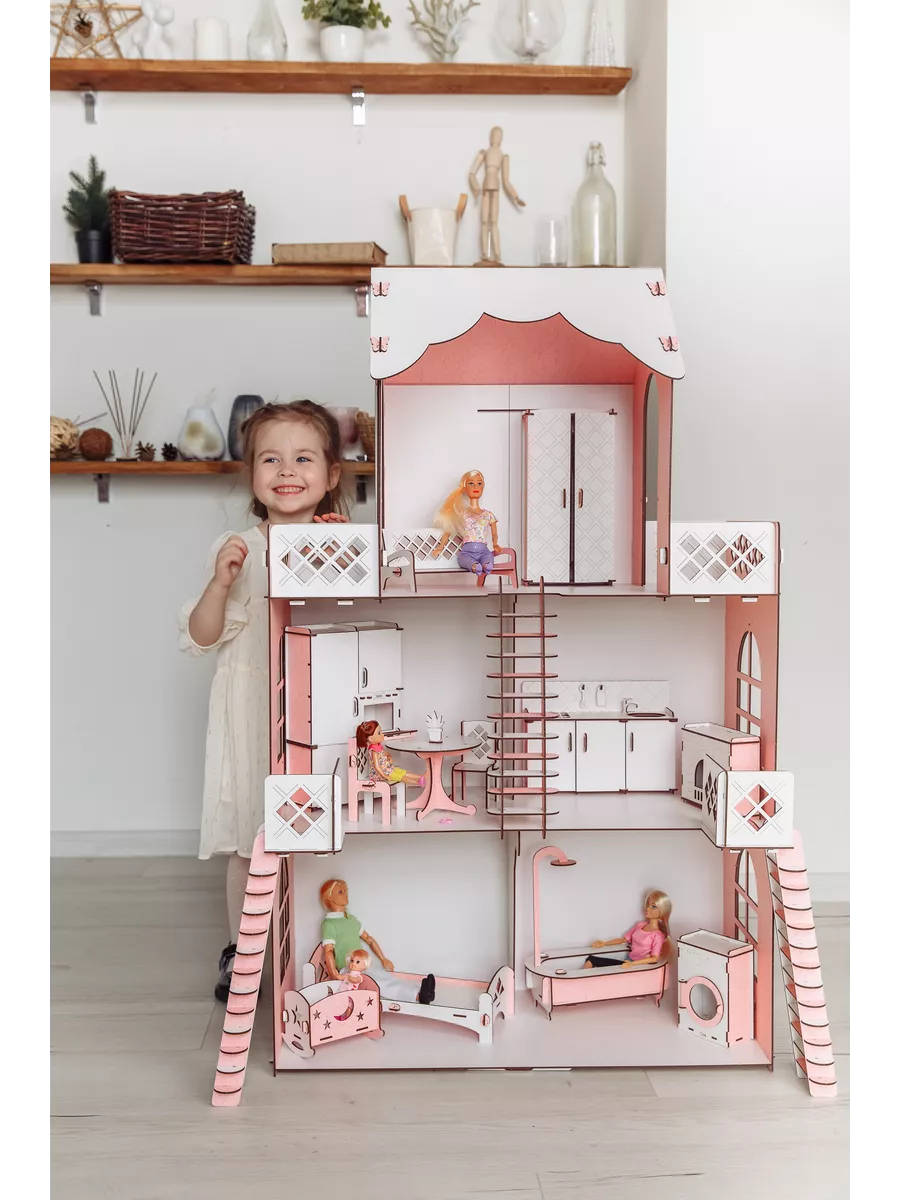 Дом для куклы DH612 деревянный с набором мебели