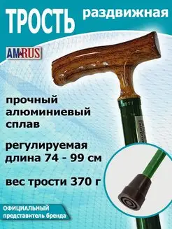 Трость телескопическая зеленая для ходьбы AMRUS 160493445 купить за 1 106 ₽ в интернет-магазине Wildberries