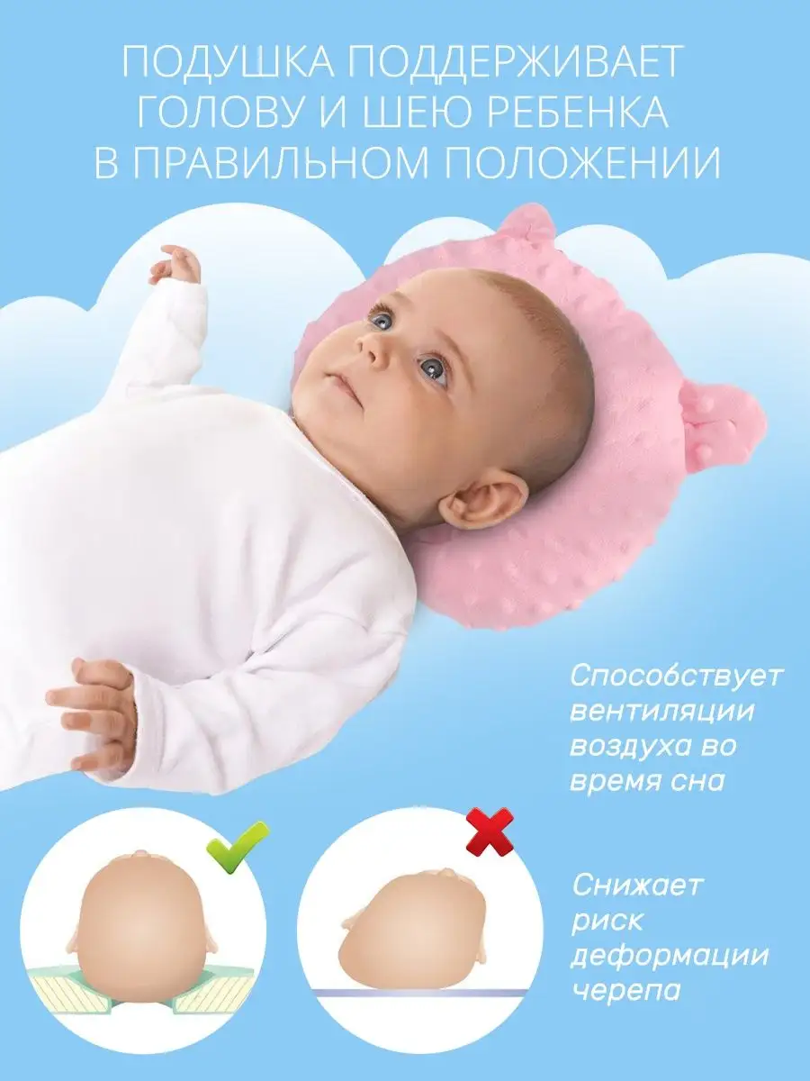 Подушка для новорожденных 18х24 в кроватку под шею Pillow46 160514464  купить в интернет-магазине Wildberries