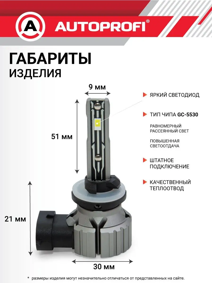 Светодиодная лампа H27, LED автомобильные Autoprofi 160651034 купить за 2  472 ₽ в интернет-магазине Wildberries