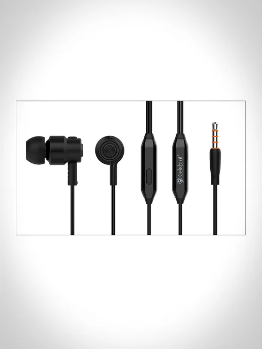 Celebrat Наушники проводные с микрофоном Jack 3,5 V1, черный, фото 7