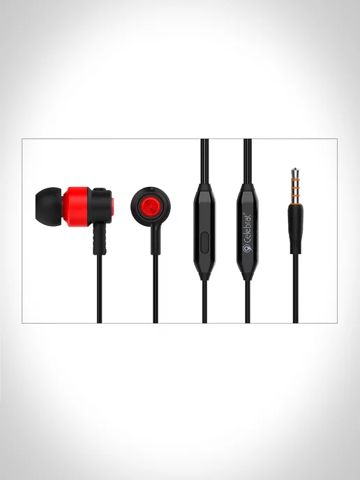Celebrat Наушники проводные с микрофоном Jack 3,5 V1, черный, фото 8