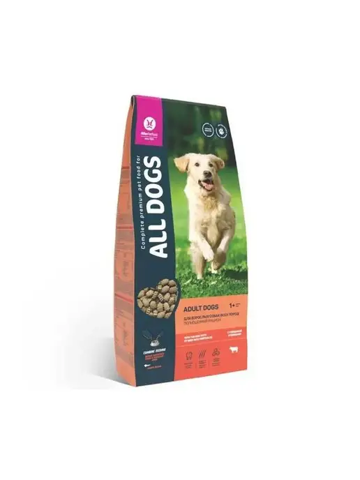 Сухой корм All Dogs для собак, говядина, 20 кг