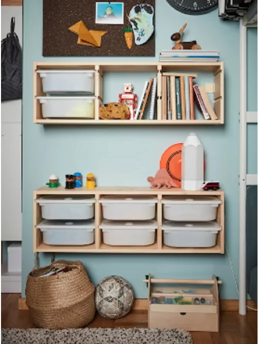 IKEA Стеллаж для игрушек ТРУФАСТ полка настенная, сосна, желтый, в упаковке 5,4 кг, фото 2