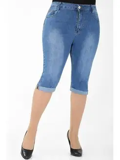 Капри джинсовые с отворотами большие размеры Almondshop 160729213 купить за 2 084 ₽ в интернет-магазине Wildberries