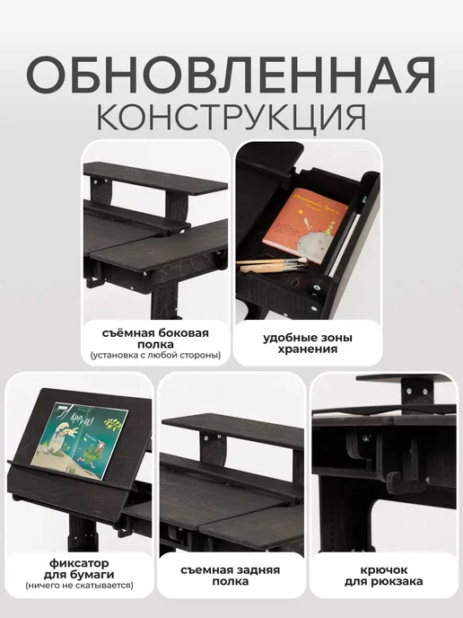 ДВИЖЕНИЕ ЖИЗНЬ Растущая парта для школьника Ученик Оптим, черный, фото 5