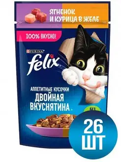 Влажный корм для кошек ягненок и курица в желе 75г 26шт Felix 160823240 купить за 684 ₽ в интернет-магазине Wildberries