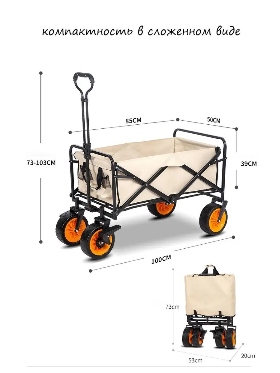 Тележка складная со столом для пикника на 4 колесах нет бренда 160839125  купить в интернет-магазине Wildberries