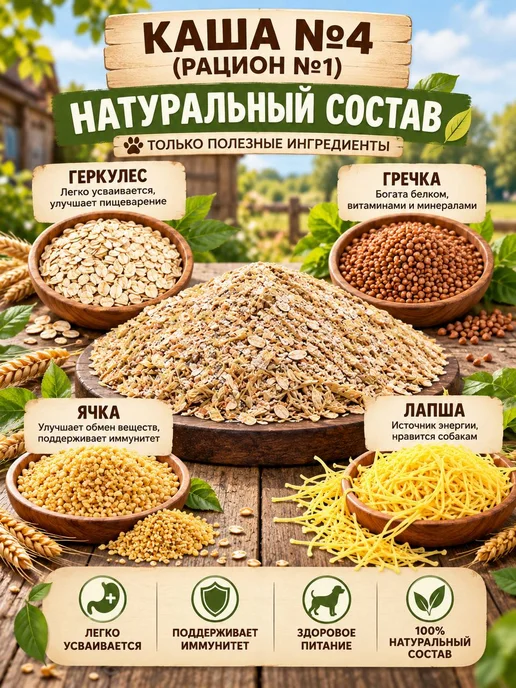 АВИКОМ Каша для собак, натуральная злаковая №4, 10 кг, 10 кг, фото 2