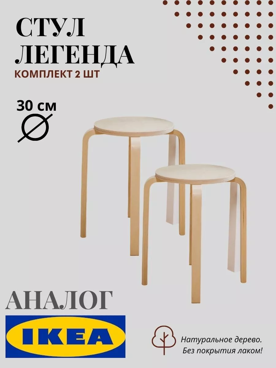 Табурет стул круглый из дерева комплект 2шт IKEA 160896472 купить за 1 549  ₽ в интернет-магазине Wildberries