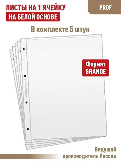 Альбоммонет Комплект 5 листов "PROFESSIONAL" на 1 ячейку, вариант