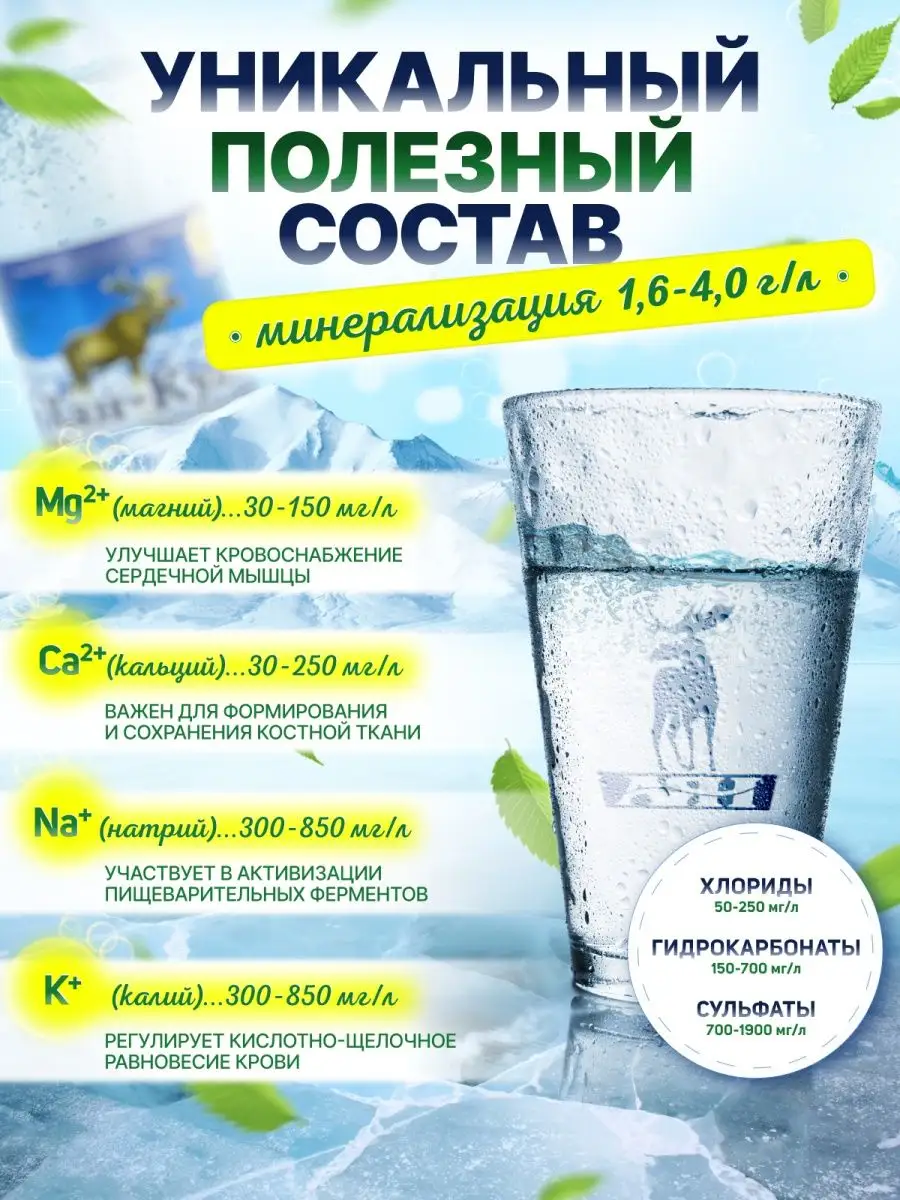 Хан-Куль вода минеральная, газированная 1000мл*6шт АЯН 160907273 купить в  интернет-магазине Wildberries