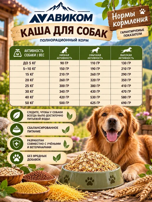 АВИКОМ Каша для собак, натуральная злаковая № 5, 10 кг, 10 кг, фото 3