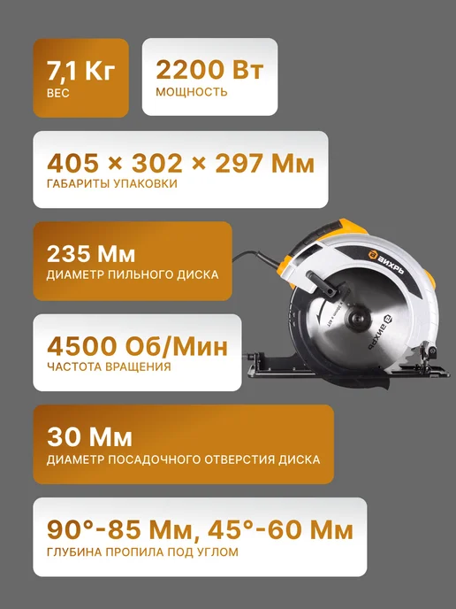Пила дисковая циркулярная электрическая ДП-235/2200 — фото 3