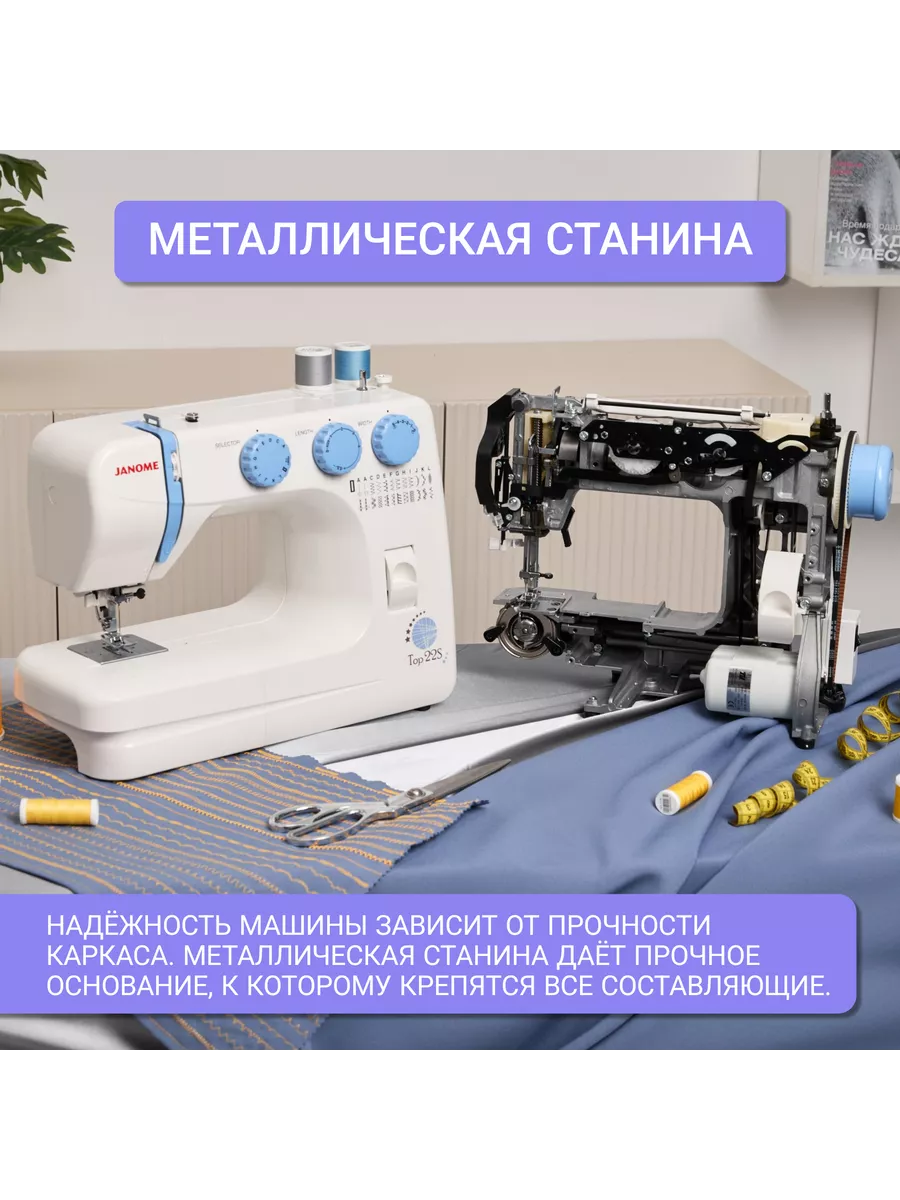 Швейная машинка TOP 22 S электрическая для дома с педалью Janome 160946018  купить в интернет-магазине Wildberries