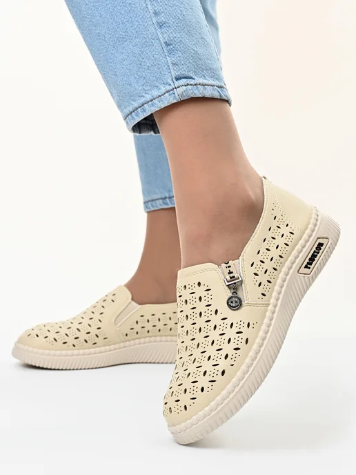 Letsgo Shoes Мокасины летние, бежевый