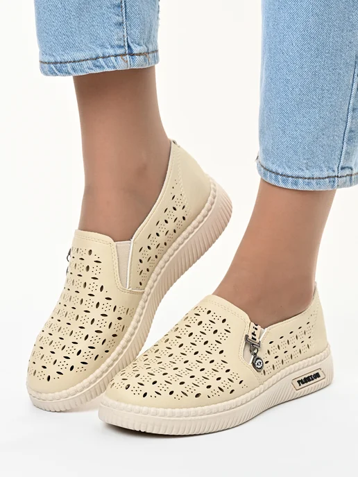 Letsgo Shoes Мокасины летние, бежевый, фото 2