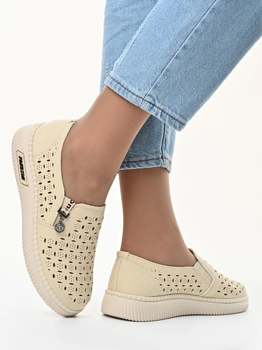 Letsgo Shoes Мокасины летние, бежевый, фото 3