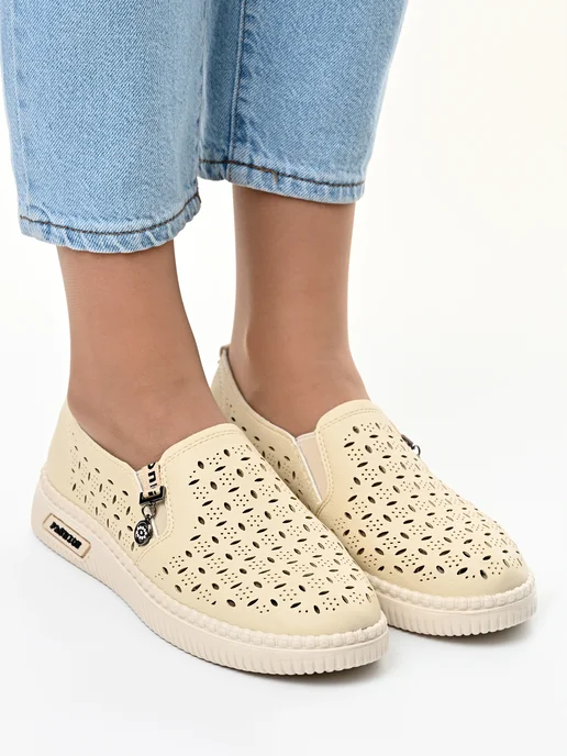 Letsgo Shoes Мокасины летние, бежевый, фото 4