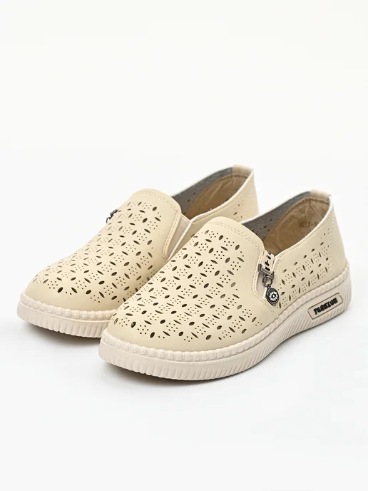 Letsgo Shoes Мокасины летние, бежевый, фото 5