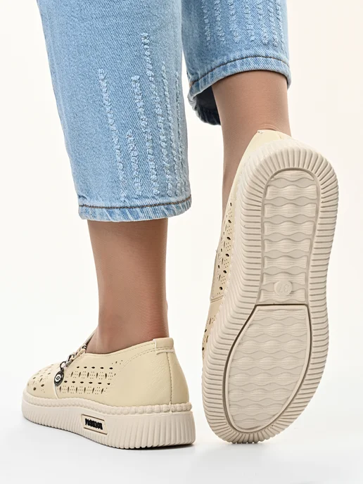 Letsgo Shoes Мокасины летние, бежевый, фото 6