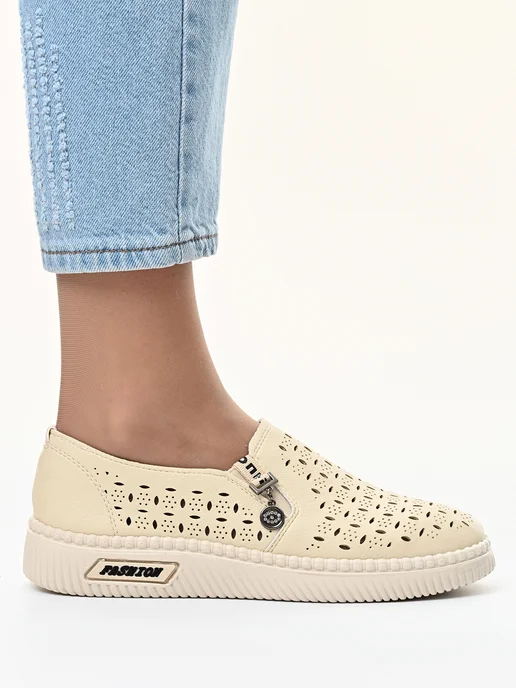 Letsgo Shoes Мокасины летние, бежевый, фото 7