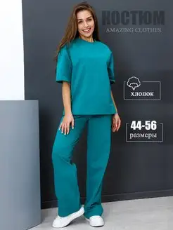 Спортивный костюм палаццо клеш летний оверсайз AMAZING CLOTHES 160949633 купить за 1 763 ₽ в интернет-магазине Wildberries