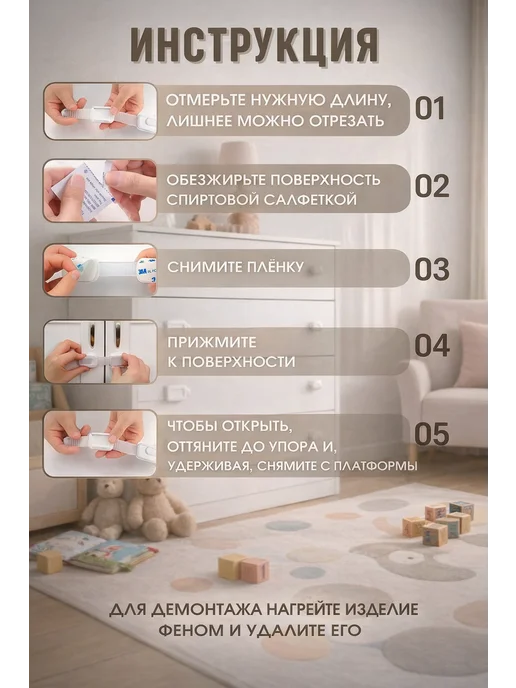 SV&VL Блокиратор от детей, накладка для мебели, 6 штук, белый, фото 5