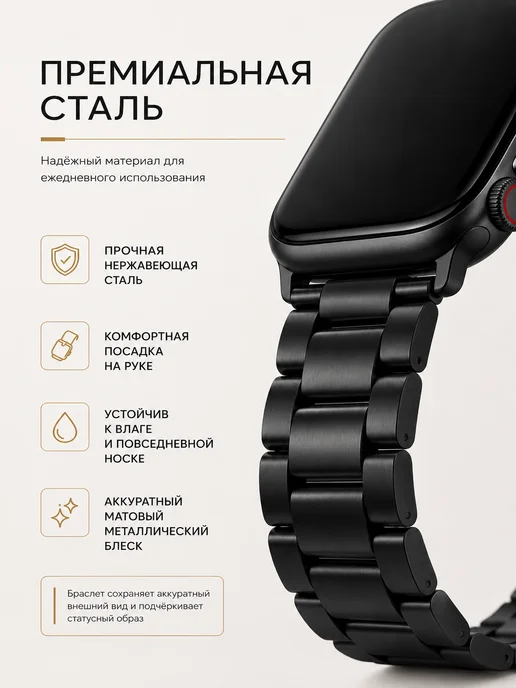 ЛКЛаб Ремешок для Apple Watch 42 44 46 45 49 mm мм, черный, фото 3