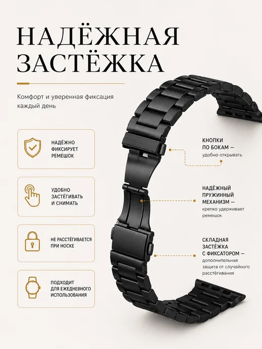 ЛКЛаб Ремешок для Apple Watch 42 44 46 45 49 mm мм, черный, фото 4