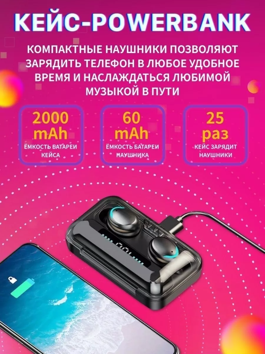 Беспроводные наушники F9 pro игровые для телефона iPhone SmartTop 161010013  купить за 1 071 ₽ в интернет-магазине Wildberries