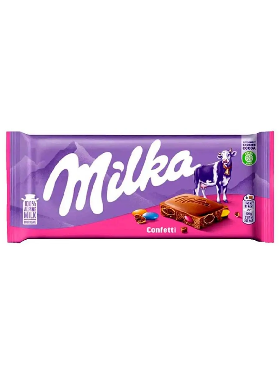 Шоколад Milka Confetti с конфетами драже (Германия), 100 г Milka 161048773  купить в интернет-магазине Wildberries