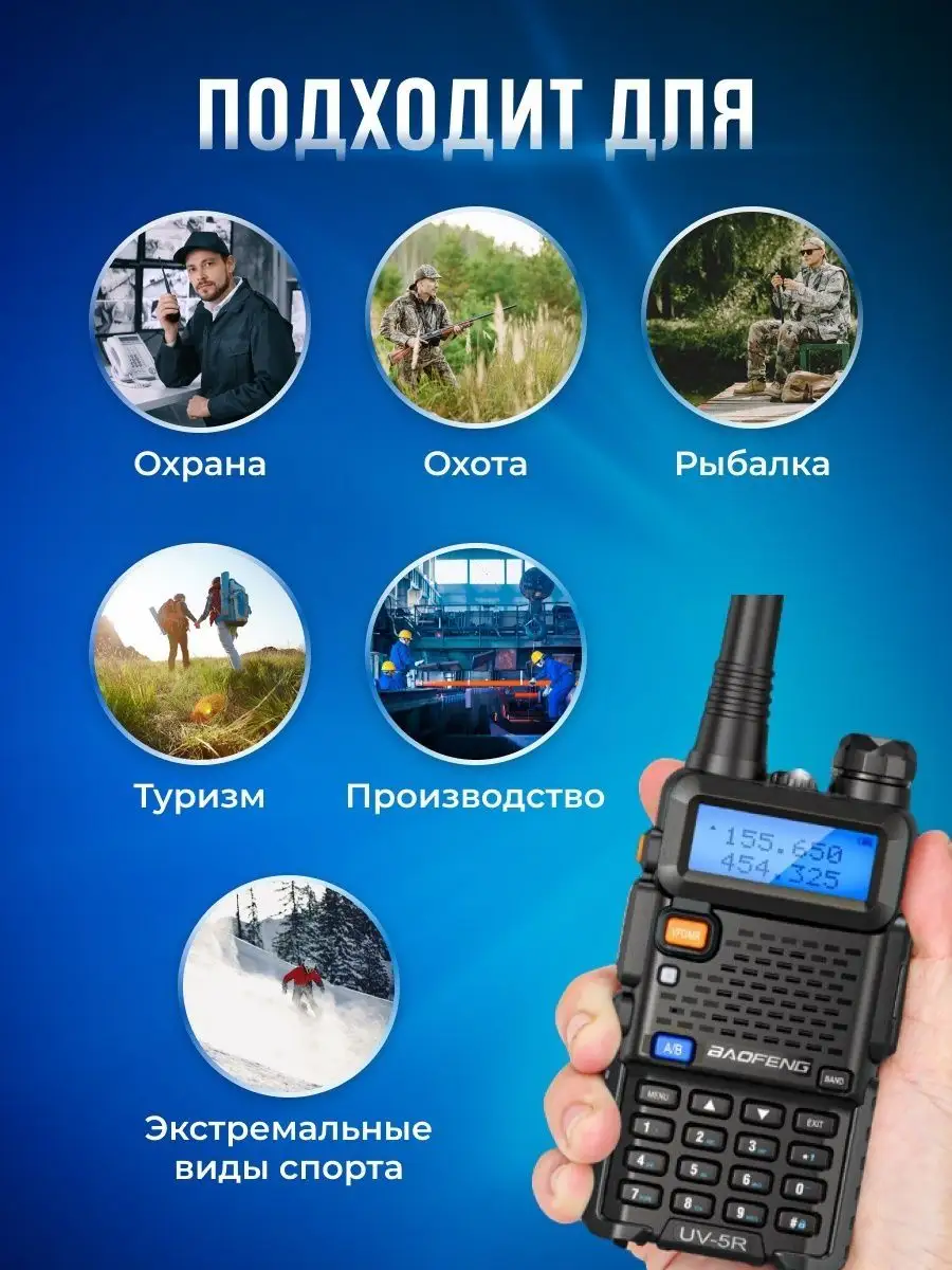 Рация Баофенг UV-5R 5W (2 режима мощности) IP57 BAOFENG 161085281 купить за  1 379 ₽ в интернет-магазине Wildberries