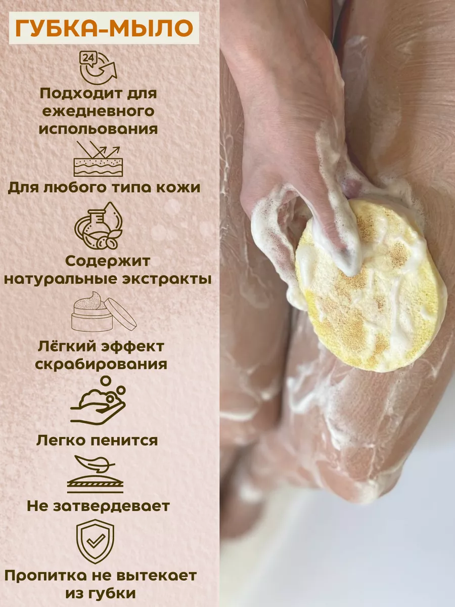 Джутовая мочалка с натуральным мылом «Мед» (стружка)