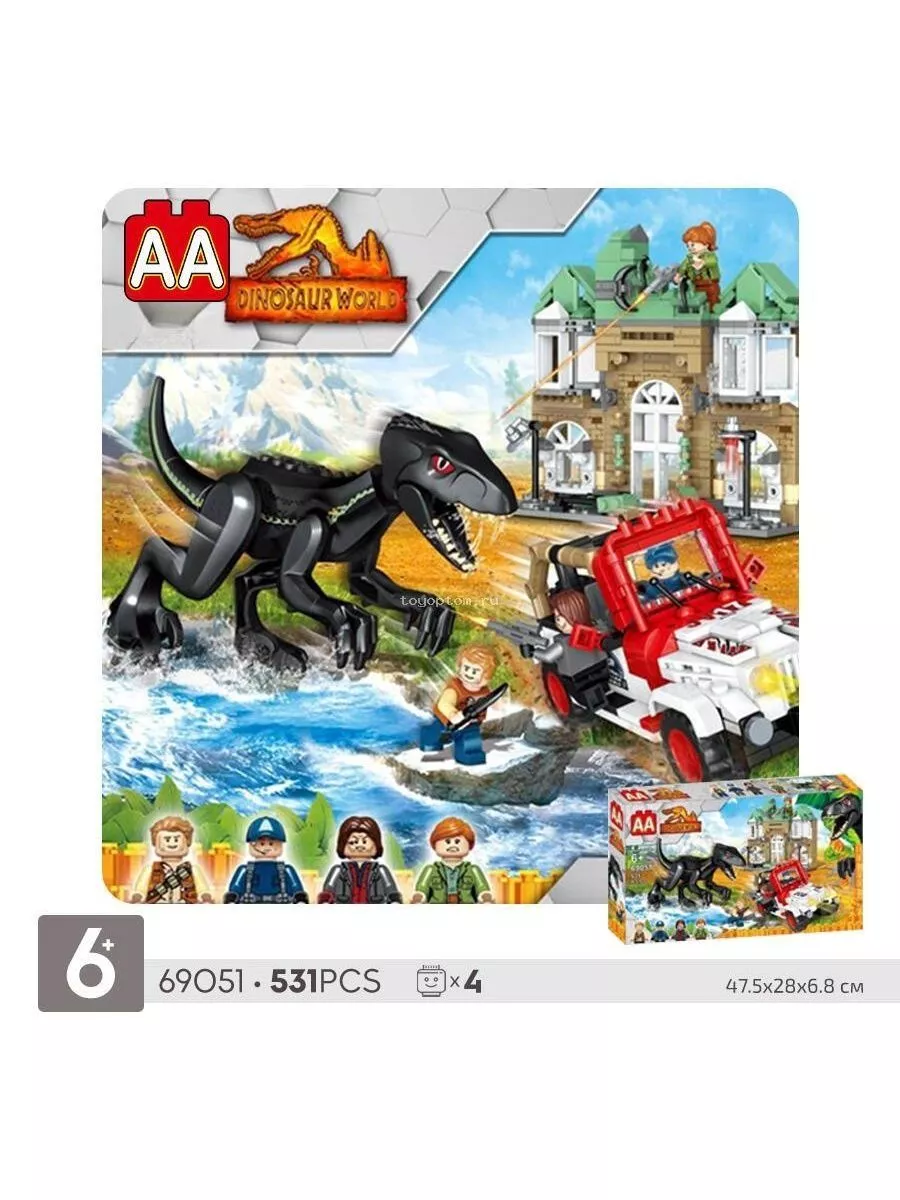 Конструктор Dinosaur World Динозавры ПОБЕГ ОТ ИНДОРАПТОРА LEGO 161106686  купить в интернет-магазине Wildberries