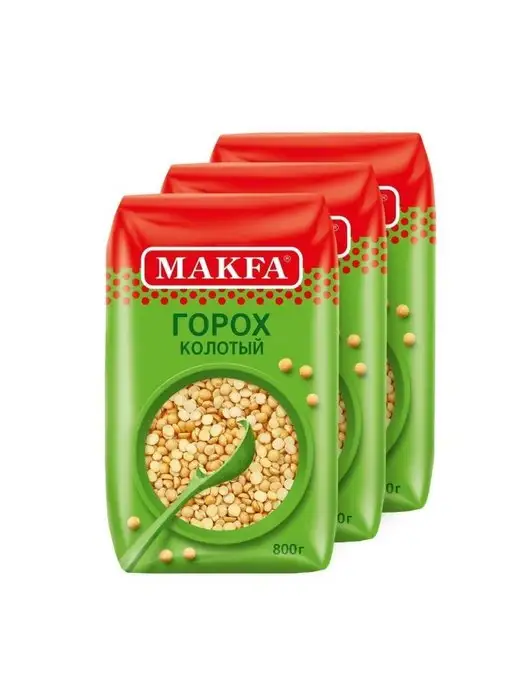 Макфа Горох колотый Makfa, 800 г, 3 штуки, 800 г
