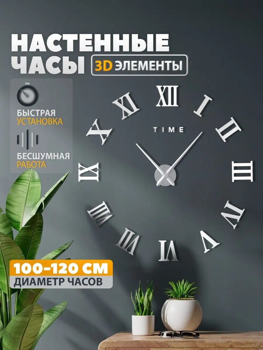 Часы настенные интерьерные в гостиную без стекла ClockFi 161232519 купить в  интернет-магазине Wildberries