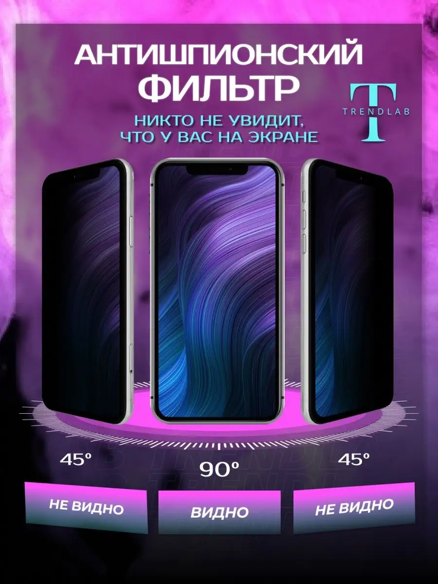 Защитное стекло на iPhone 11/XR Антишпион 3 шт TrendLab 161250822 купить за  303 ₽ в интернет-магазине Wildberries