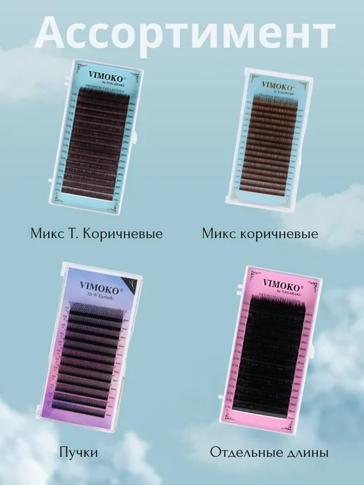 Vimoko Ресницы Черные Микс Изгиб CC 0,12, черный, фото 6