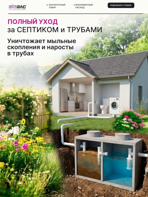 BIOBAC Расщепитель мыла для септиков и выгребных ям, 1 л, фото 3