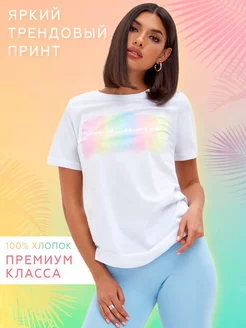 Футболка хлопковая с ярким принтом Свiтанак 161328452 купить за 589 ₽ в интернет-магазине Wildberries