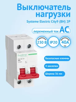 Выключатель нагрузки (ВН) 2P 40А City9 Schneider Electric Systeme Electric 161328821 купить за 1 297 ₽ в интернет-магазине Wildberries