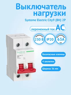 Выключатель нагрузки (ВН) 2P 63А City9 Schneider Electric Systeme Electric 161328822 купить за 2 085 ₽ в интернет-магазине Wildberries