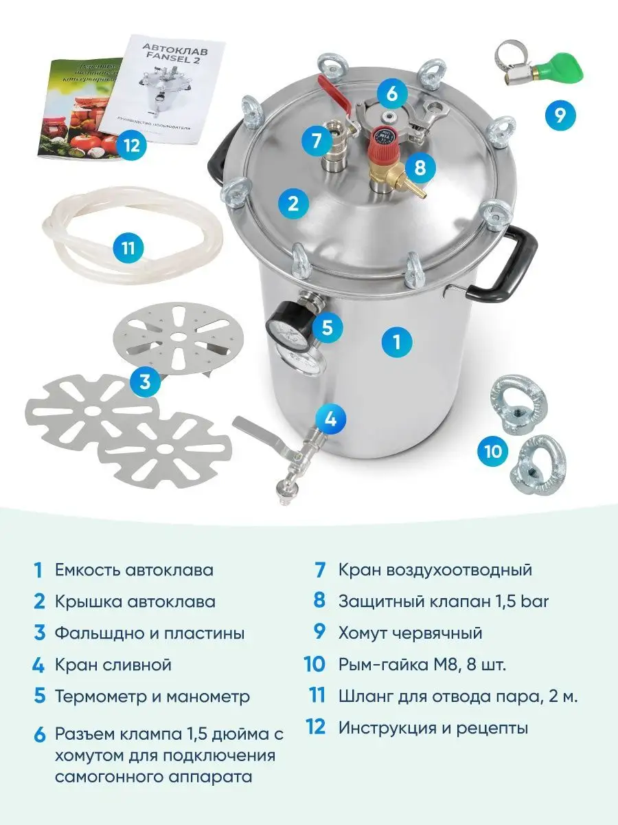 Домашний автоклав - самогонный аппарат 20л/колонна 1.5 дюйма Русская дымка  161351777 купить в интернет-магазине Wildberries